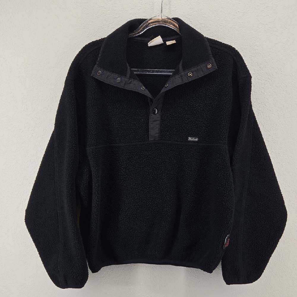 Woolrich Black Sherpa Pullover with Snap Collar Medium